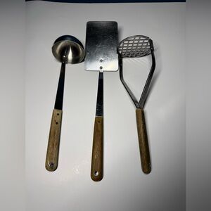 VTG Imperial Stainless Steel Kitchen Utensils with Wooden Handle, Lof of 3
